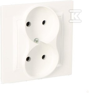 Gniazdo wtyczkowe bez uziemienia podwójne MONOBLOCK (moduł) 16A, 250V~, zaciski śrubowe, białe *Kompletne - nie do ramek biały Simon10