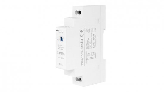 Zasilacz impulsowy montowany na szynie TH-35 (DIN) 15W 24V DC typ: ZTM-15/24 EXT10000280