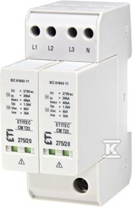 Modułowy ogranicznik przepięć ETITEC CM T23 275/20 4+0 002440652