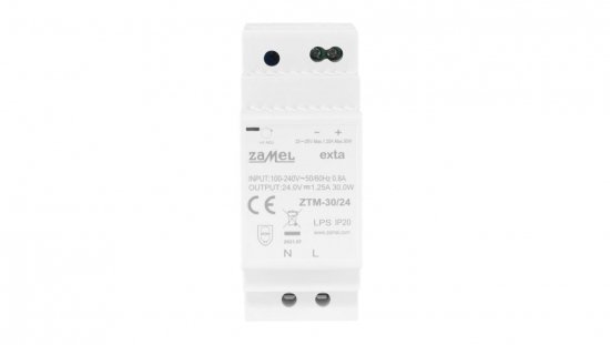 Zasilacz impulsowy montowany na szynie TH-35 (DIN) 30W 24V DC typ: ZTM-30/24 EXT10000282