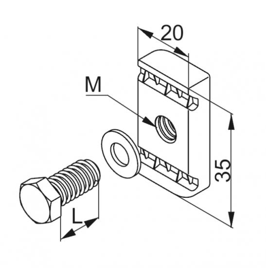 Śruba z nakrętką i podkładką kwadratową M8x25mm SRM8X25F 890102 /100szt./