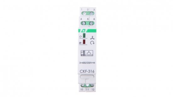 Przekaźnik kolejności, zaniku i asymetrii faz 3x400/230V+N 10A 1P 4sek 55V CKF-316