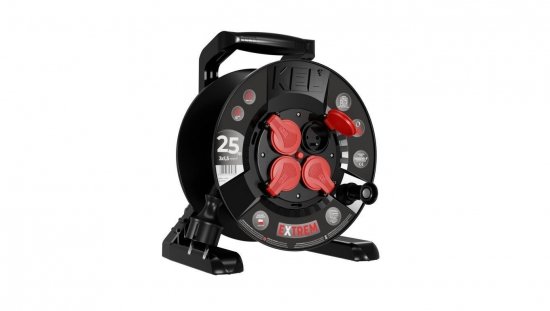 Przedłużacz bębnowy EXTREME LINE 4 gniazda z/u IP44 16A H05RR-F 3x1,5 25m czarny W-100026