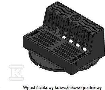 Wpust żeliwny krawężnikowo-jezdniowy WKJ H220, KL.D400 (40T), malowany