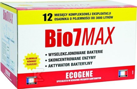 Preparat BIO7 MAX 12m-cy EKSPLOATACJA ROZKŁAD TŁUSZCZY (12X80G ENTRETIEN, 12X80G TŁUSZCZE) do osadników BIO7-124651