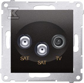 Gniazdo satelitarne podwójne RTV-SAT-SAT, antracyt Simon54 + Ramka 1-krotna uniwersalna IP20 / IP44, antracyt Simon54 DMR886