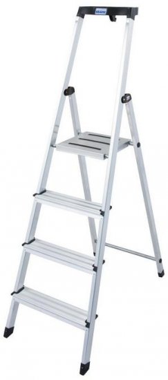 Drabina aluminiowa jednostronna Krause SAFETY 1x4 z półką