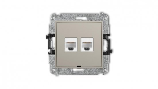 MINI Mechanizm gniazda komputerowego podwójnego 2xRJ45, kat. 5e, 8-stykowy, bez pola opisowego taupe 60MGKBO-2