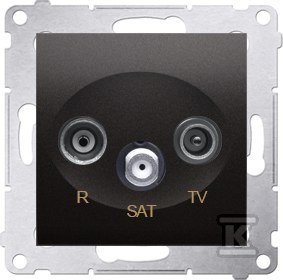Gniazdo RTV-SAT przelotowe tłum. R 11dB TV i SAT 10dB, antracyt Simon54 + Ramka 1-krotna uniwersalna IP20 / IP44, antracyt Simon54 DMR885