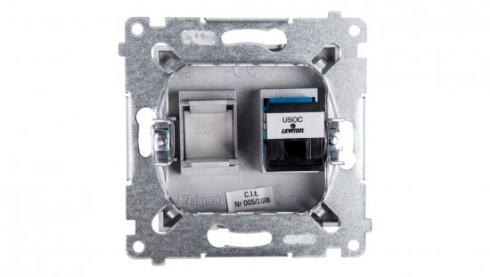 Simon 54 Gniazdo telefoniczne pojedyncze RJ12 srebrny mat DT1.01/43
