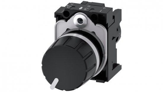 Potencjometr kompaktowy 22mm 2,2kOhm 1W IP69(K) tworzywo czarna gałka z uchwytem przył śrub SIRIUS ACT 3SU1200-2PW10-1AA0