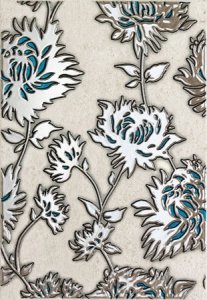 Domino Gris Flower Turkus Dekor 25x36