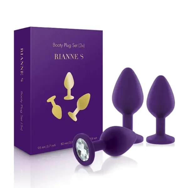 Rianne S Booty Plug Set Purple - Zestaw 3 silikonowych akcesoriow z ozdobą