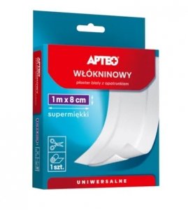 Plaster włókninowy biały z opatrunkiem, 8 cm x 1 m, do cięcia