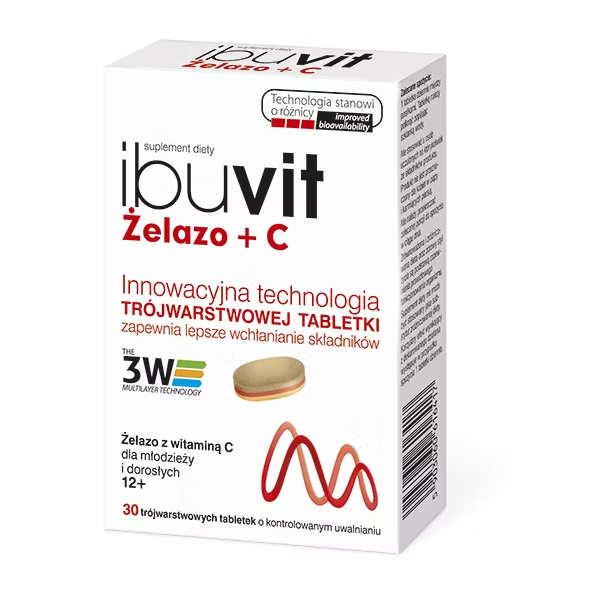 Ibuvit Żelazo + C Trójwarstwowe Tabletki 30 Tabletek