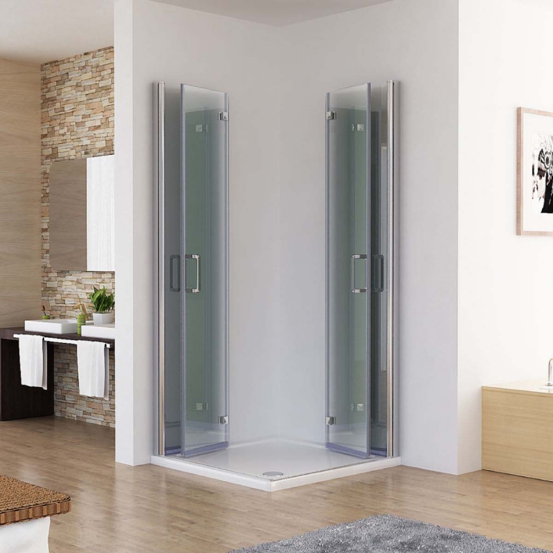 Kabina prysznicowa dla osób Niepełnosprawnych 80x90 cm narożna z drzwiami łamanymi składanymi na ścianę,