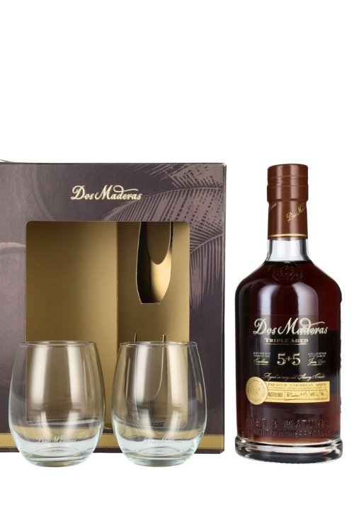 Rum Dos Maderas 5 + 5 PX zestaw z 2 szklankami 0,7l