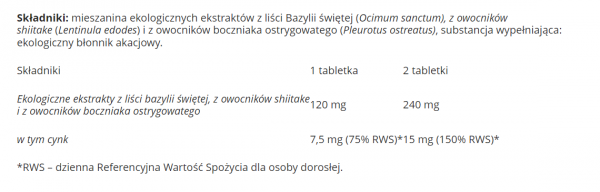 Aliness BeOrganic Cynk produkt BIO 7,5 mg x 60 tabletek