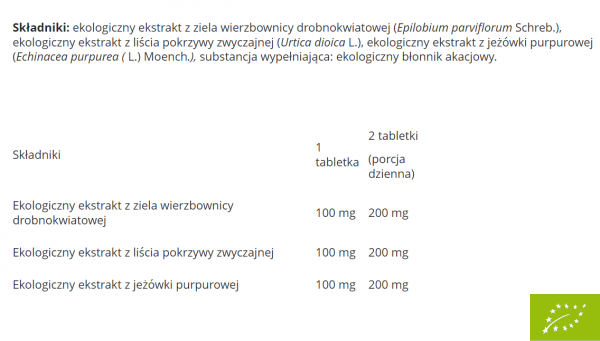 Aliness BeOrganic Prostata produkt BIO 300 mg x 100 tabletek