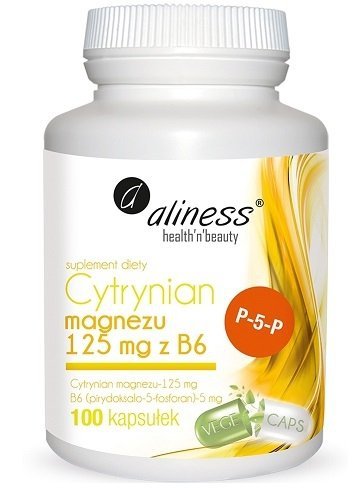 Aliness Cytrynian Magnezu + witamina B6 suplement diety 100 kapsułek