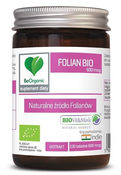 Aliness BeOrganic FOLIAN produkt BIO 600 mcg x 100 tabletek