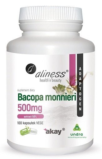 Aliness Bacopa monnieri extract 50%, 500 mg suplement diety 100 kapsułek VEGE