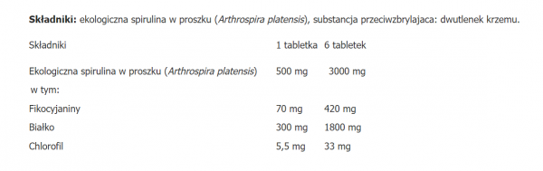 Aliness BeOrganic SPIRULINA produkt BIO 500 mg x 100 tabletek