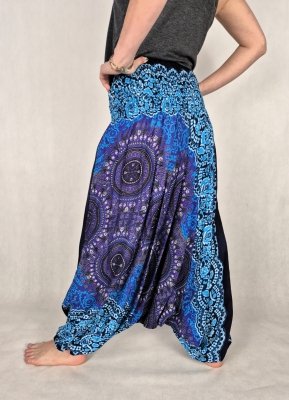 Szarawary damskie z Tajlandii – 100% rayon – Mandale &amp; Kwiatowy Ornament