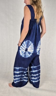 K8 - Kombinezon damski typu &quot;ogrodniczki&quot; – ręcznie farbowany, 100% rayon