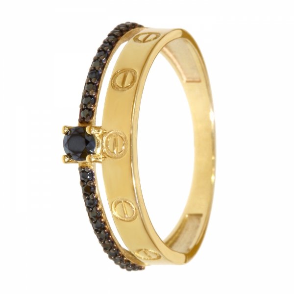 Złoty pierścionek z czarnymi cyrkoniami PR.01276 pr.585