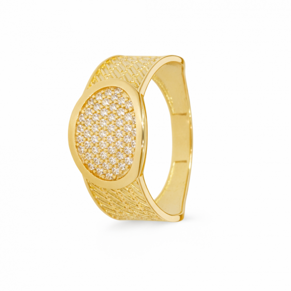Złoty Pierścionek Owalny z Cyrkoniami Złoto 585 PR.01436