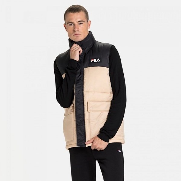 Fila Herren Weste Men Salo Puffer Vest In Schwarz und Beige 688392.B031