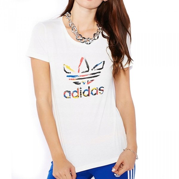 Adidas Originals Damen T-Shirt Trefoil In Weiß AB2192