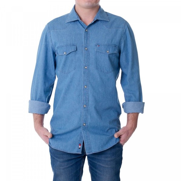 Tommy Hilfiger Herrenhemd Denim Shirt Hemd In Blau MW0MWII870-IAO