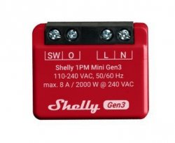 Shelly 1PM Mini Gen3 Mądry przełącznik 1P Czerwony