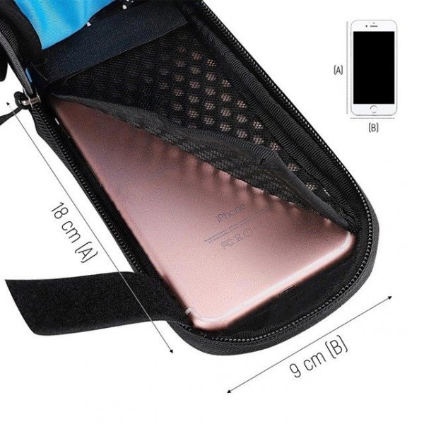 Wozinsky torba rowerowa na ramę + odczepiany pokrowiec na telefon do 6,5&quot; 1,5l czarna (WBB7BK)