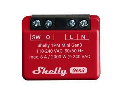 Shelly 1PM Mini Gen3 Mądry przełącznik 1P Czerwony