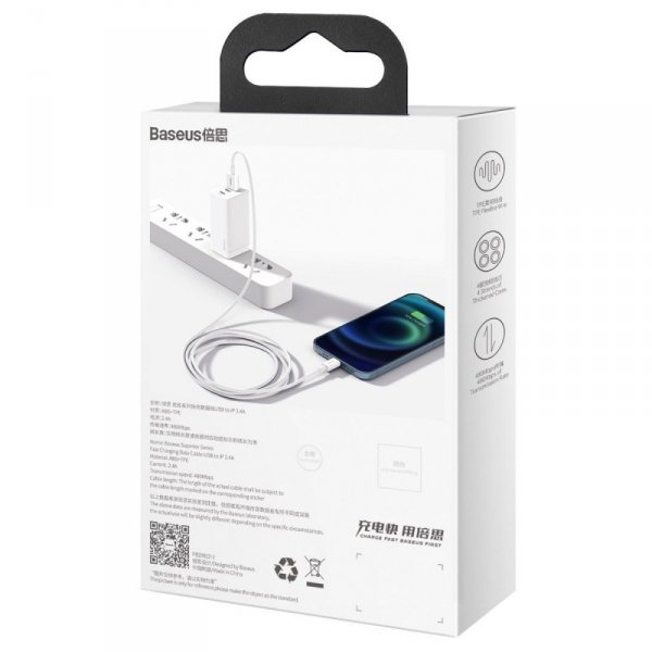 Kabel USB do Lightning Baseus Superior Series, 2.4A, 2m (biały)
