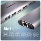 Axagon HMC-6G2L stacja dokująca Przewodowa USB 3.2 Gen 2 (3.1 Gen 2) Type-C Aluminium 