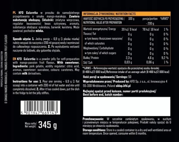 KFD Galaretka 345 g Mango-Marakuja