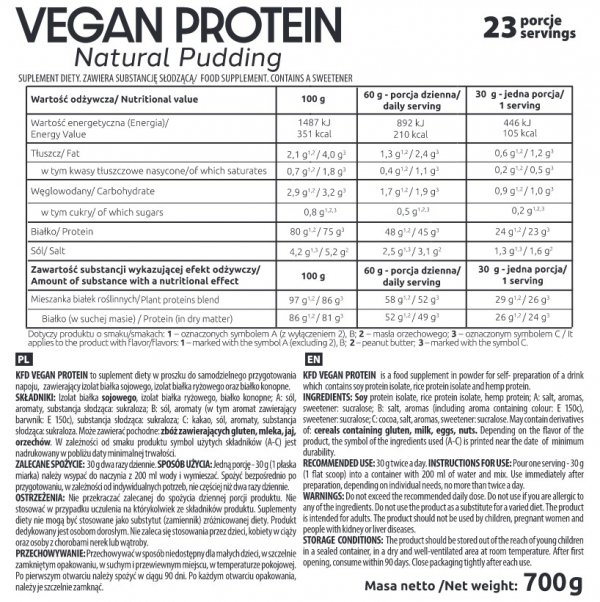 KFD Vegan Protein 700 g  Czekoladowy