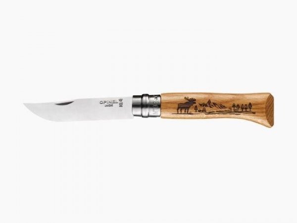 Nóż Składany Opinel No 08 Inox Animalia Oak Moose