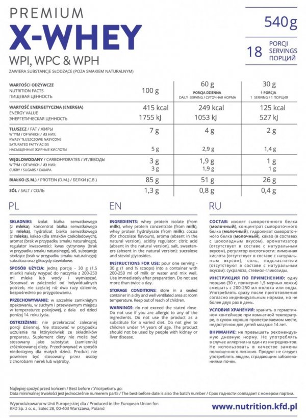 KFD X-Whey 540 g Karmelowo-mleczny