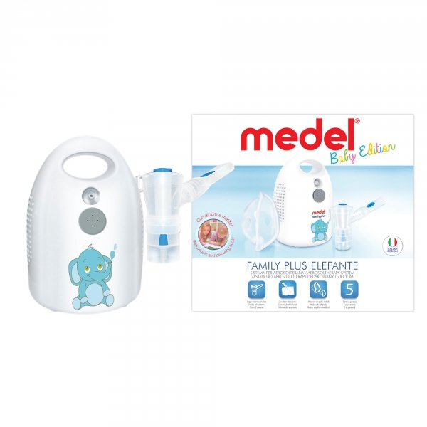 MEDEL Family Plus Elefante Inhalator pneumatyczno-tłokowy dla dzieci z trzema maskami