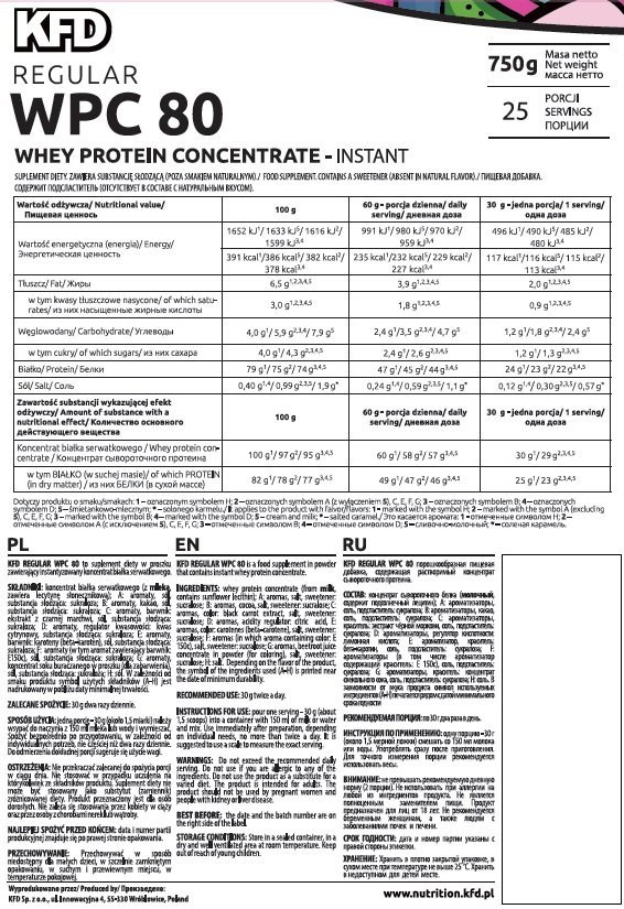 KFD WPC 80 REG 750 g koncentrat białka serwatkowego
