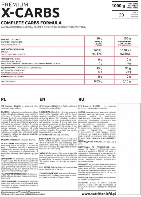 KFD X-CARBS 1000 g Tropikalny