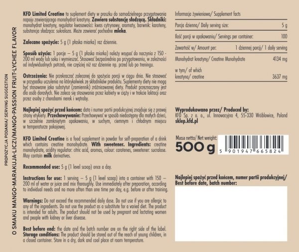 KFD Creatine 500g Mango-Marakuja