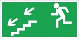Znak Ewakuacyjny „Kierunek do wyjścia drogi ewakuacji schodami w dół w lewo