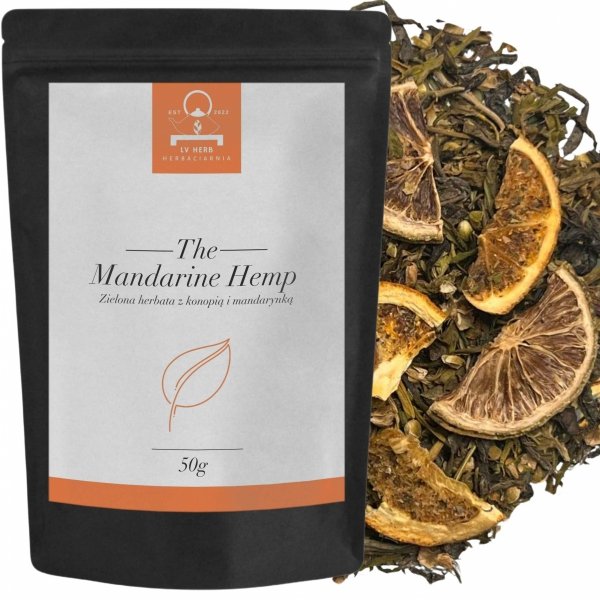 Zielona herbata konopna z mandarynką i limonką 50g - Herbata Liściasta &quot;Mandarine Hemp&quot;