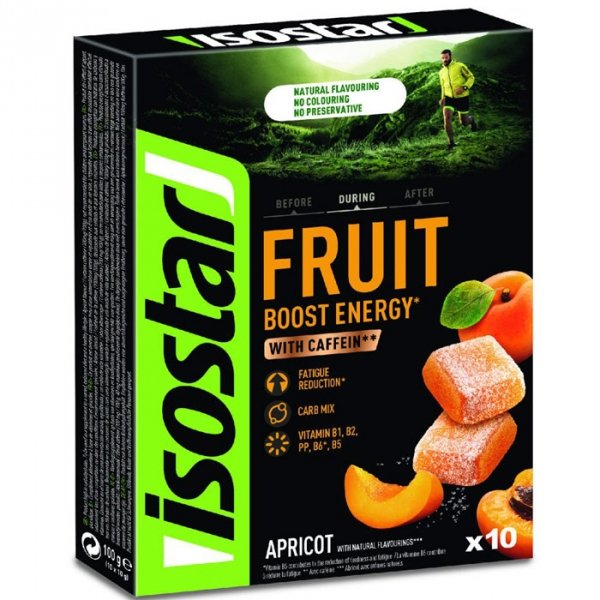 Isostar Fruit Boost galaretka z kofeiną (morela) - 10 x 10g